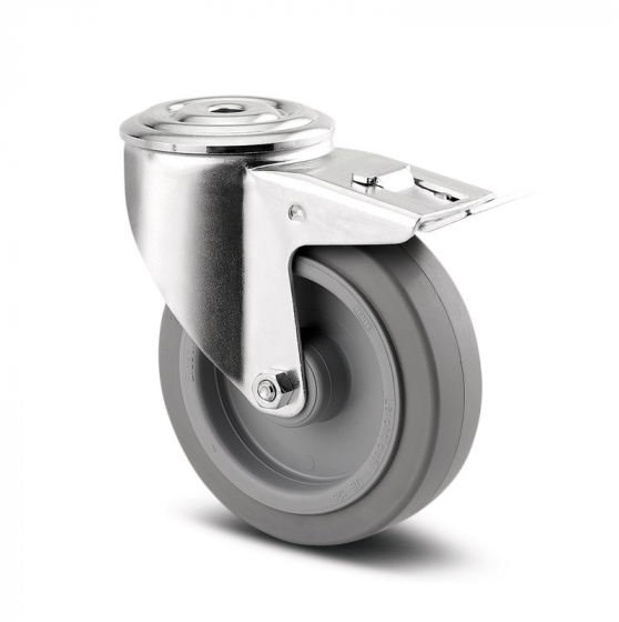 Swivel Castor with Total Lock 125 mm Alpha Elastech 3477UFR125P30-13 GREY