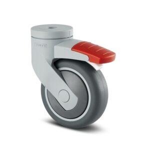 Swivel Castor with Wheel Brake 75 mm Levina Supratech 5325PJP075L51-10 Grey/RedBrakePadel
